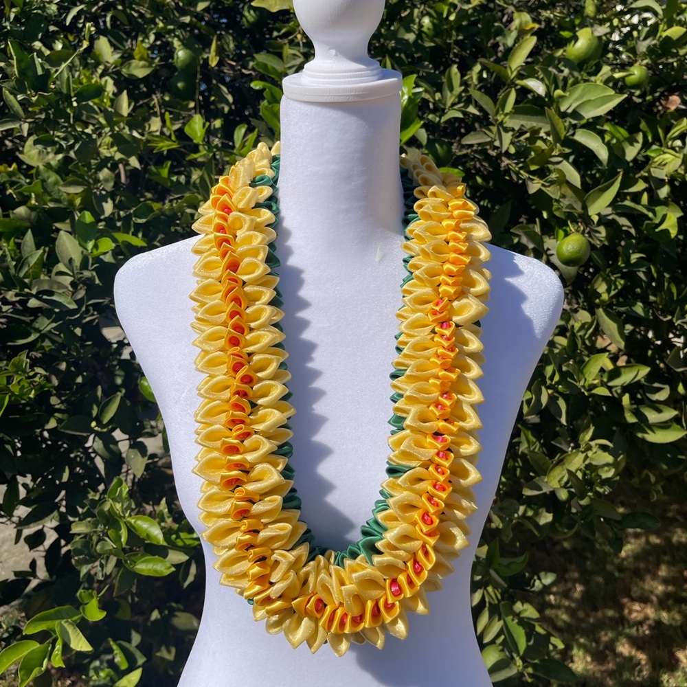 Handmade Leis- Orchids yellow and green 40 inch